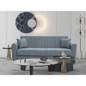 MELINA GREY ΥΦΑΣΜΑ 3ΘΕΣΙΟΣ ΚΑΝΑΠΕΣ/ΚΡΕΒΑΤΙ ΜΕ ΑΠΟΘ.ΧΩΡΟ 210X80X75εκ.