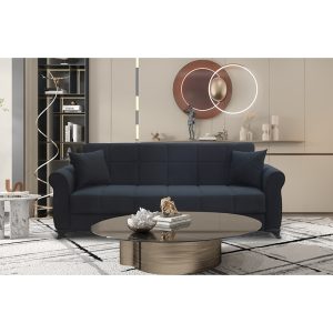 LENA BLACK ΥΦΑΣΜΑ 3ΘΕΣΙΟΣ ΚΑΝΑΠΕΣ/ΚΡΕΒΑΤΙ ΜΕ ΑΠΟΘ.ΧΩΡΟ 210X80X75εκ.