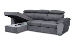 Como II Γωνιακός καναπές κρεβάτι με αποθηκευτικό χώρο 265x166εκ. με αναστρέψιμη γωνία Γκρι Σκούρο