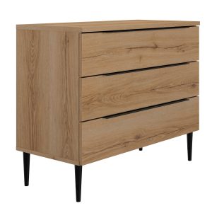 Lucian συρταριέρα με 3 συρτάρια 95x45x78εκ. Helvezia Oak