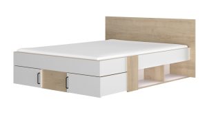 Swivel Κρεβάτι διπλό με αποθηκευτικούς χώρους 160x194εκ. ( για στρώμα 140x190εκ. ) Blond Oak / Λευκό