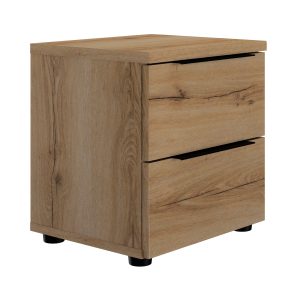 Lucian κομοδίνο με δύο συρτάρια 40x36x43εκ. Helvezia Oak