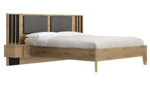 Rivoli κρεβάτι διπλό 249x208x93εκ. ( για στρώμα 160x200εκ. ) με δύο κρεμαστά κομοδίνα , κρυφό φωτισμό στα κομοδίνα Artisan Oak / Black