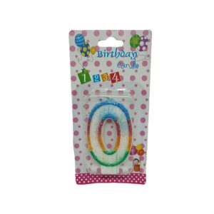Κεράκι Γενεθλίων Rainbow Birthday Candle Αριθμός 0