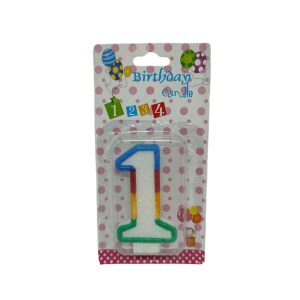Κεράκι Γενεθλίων Rainbow Birthday Candle Αριθμός 1