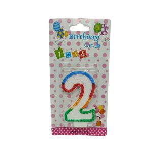 Κεράκι Γενεθλίων Rainbow Birthday Candle Αριθμός 2