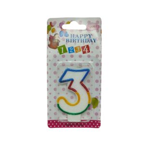 Κεράκι Γενεθλίων Rainbow Birthday Candle Αριθμός 3