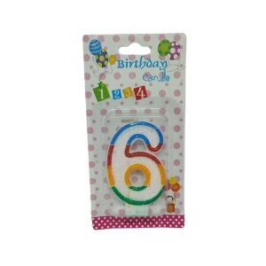 Κεράκι Γενεθλίων Rainbow Birthday Candle Αριθμός 6