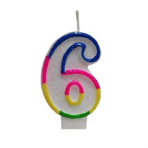 Κεράκι Γενεθλίων Rainbow Birthday Candle Αριθμός 6