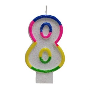 Κεράκι Γενεθλίων Rainbow Birthday Candle Αριθμός 8