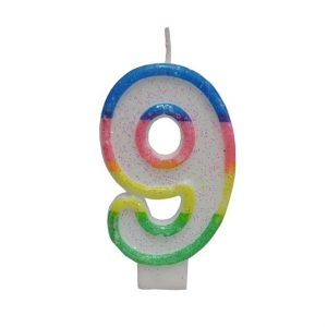 Κεράκι Γενεθλίων Rainbow Birthday Candle Αριθμός 9
