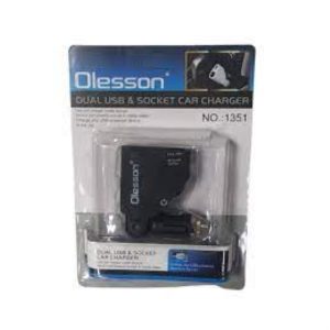 Φορτιστής Αυτοκινήτου με 2 Θύρες USB και 1 Θύρα Αναπτήρα Olesson