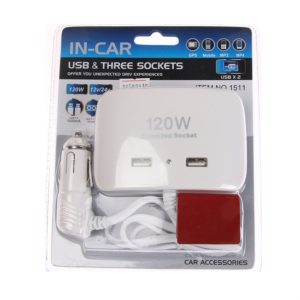 Φορτιστής Αυτοκινήτου με 2 Θύρες USB και 3 Θύρες Αναπτήρα In-Car