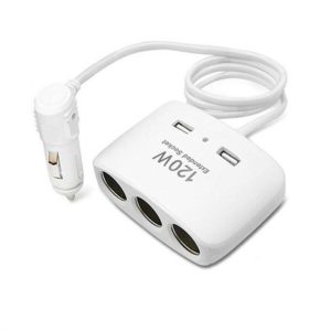 Φορτιστής Αυτοκινήτου με 2 Θύρες USB και 3 Θύρες Αναπτήρα In-Car