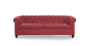 Τριθέσιος καναπές δερματίνη CHEST, Κόκκινο 225x72x82cm-TED1212