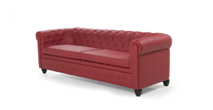 Τριθέσιος καναπές δερματίνη CHEST, Κόκκινο 225x72x82cm-TED1212