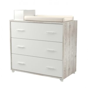 Συρταριέρα EMILY, αποχρώση ξύλου με λευκά συρτάρια, 100x94x51cm-AST2229