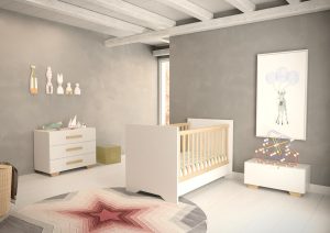 Βρεφικό κρεβατάκι NATALIA, λευκό με mocca κάγκελα,147x95x83cm-AST1199