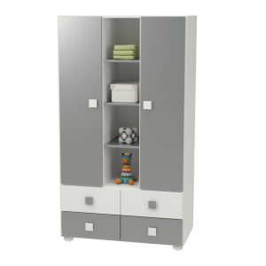 Ντουλάπα δίφυλλη NEFELE, γκρί με λευκό, 170x105x50cm-AST2342