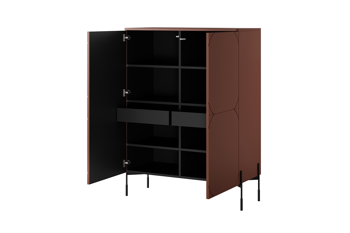 Μπουφές Sorena κεραμιδί 124x140x45cm με μαύρα πόδια - BOG4589