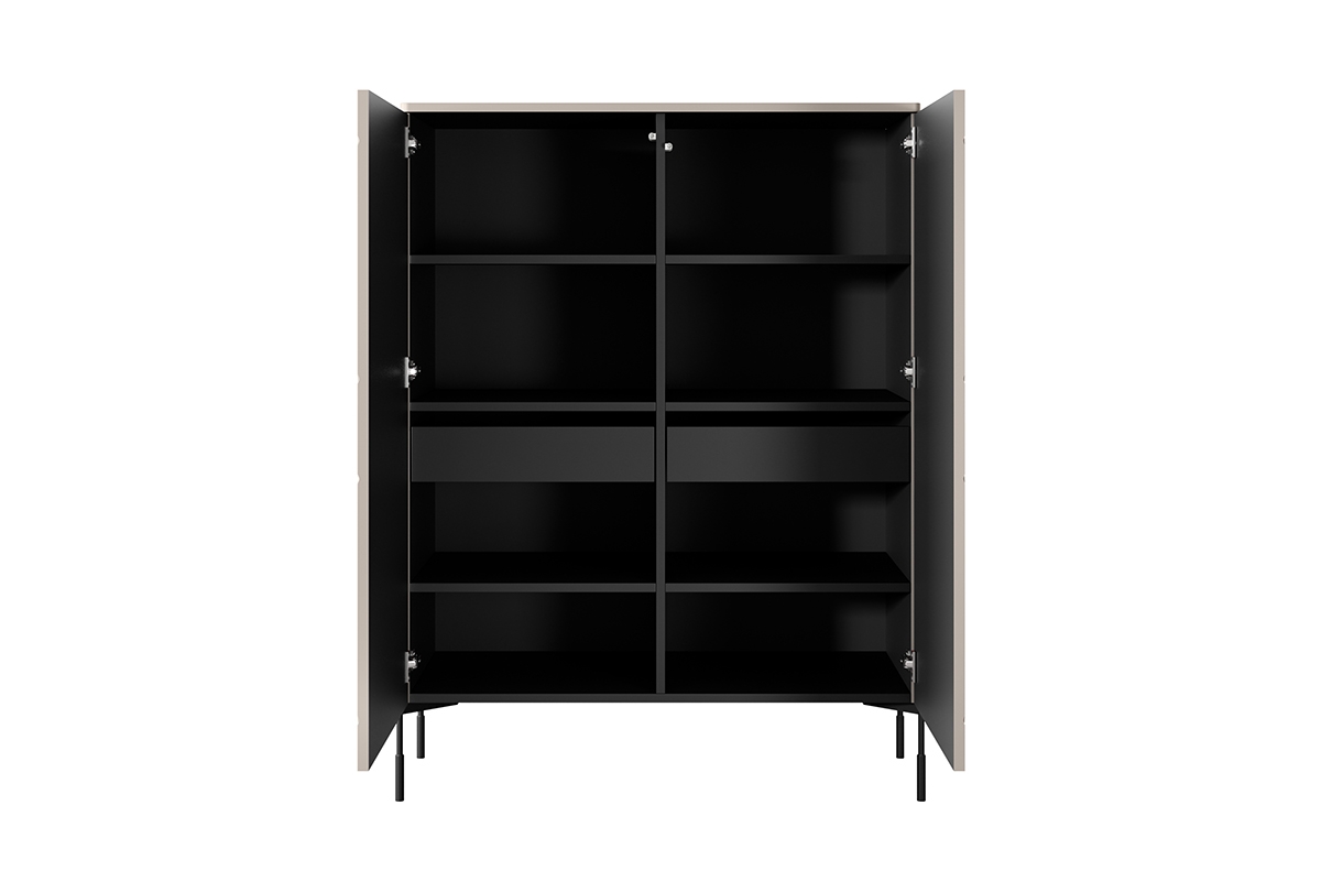 Μπουφές Sorena Μπεζ 124x140x45cm με μαύρα πόδια - BOG4589