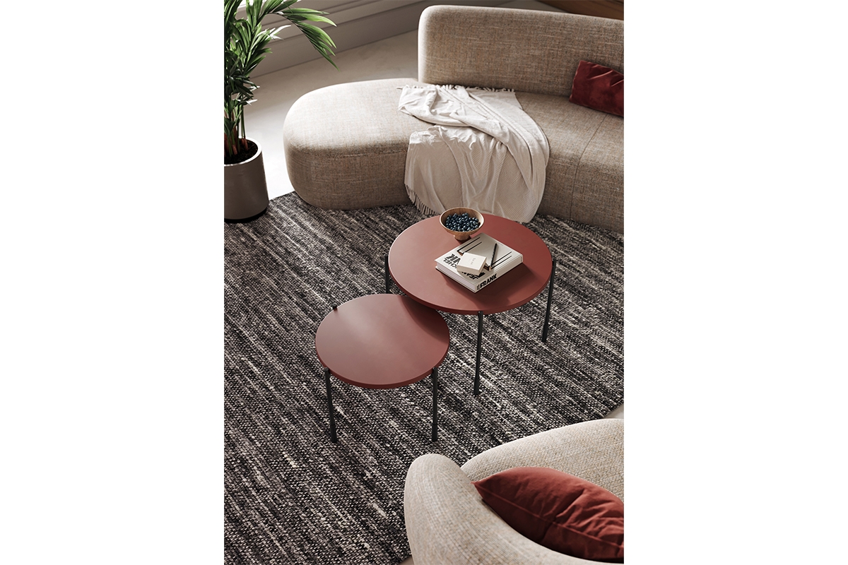 Τραπεζάκι Σαλονιού Sorena Κεραμιδί 64x45x64cm με μαύρα πόδια - BOG4589