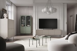 Μπουφές Sorena Μπεζ 124x140x45cm με μαύρα πόδια - BOG4589