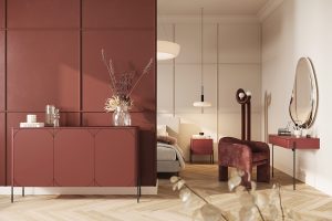 Κομοδίνο Sorena Κεραμιδί 49x55x45cm με μαύρα πόδια - BOG4589