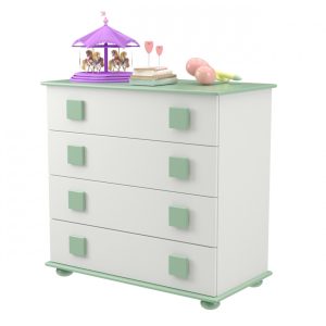 Συρταριέρα JIOVANI, λευκό με φυστικί, 90x80x45cm-AST2321