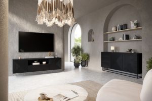 Μπουφές Sky 167x81x43cm Μαύρο Ματ με πόδια - BOG4589