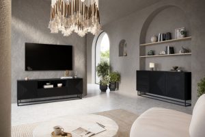 Μπουφές Sky 167x81x43cm Μαύρο Ματ με πόδια - BOG4589