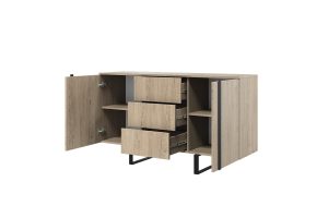 Μπουφές Vera S Φυσικό Δρυς + Μαύρα Πόδια 150x87x45cm με 3 συρτάρια - BOG4589