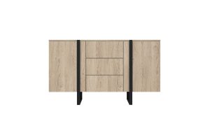 Μπουφές Vera S Φυσικό Δρυς + Μαύρα Πόδια 150x87x45cm με 3 συρτάρια - BOG4589