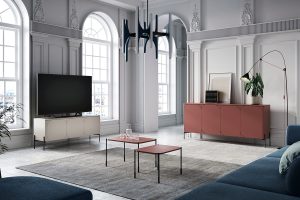 Τραπεζάκι Σαλονιού Sorena Κεραμιδί 70x50x45cm με μαύρα πόδια - BOG4589