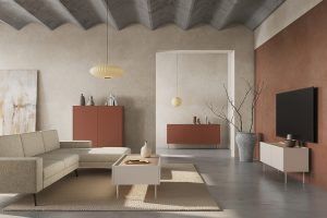 Τραπεζάκι Σαλονιού Dessi Μπεζ 120x45x60cm με 2 συρτάρια - BOG4589