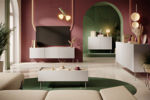 Τραπεζάκι Σαλονιού Dessi Μπεζ 120x45x60cm με 2 συρτάρια - BOG4589