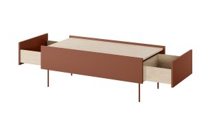 Τραπεζάκι Σαλονιού Dessi Κεραμιδί+Δρυς 120x45x60cm με 2 συρτάρια - BOG4589