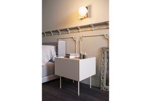 Κομοδίνο Dessin Μπεζ + Φυσικό 45x45x40cm με συρτάρι - BOG4578