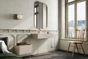 Κομοδίνο Dessin Μπεζ + Φυσικό 45x45x40cm με συρτάρι - BOG4578