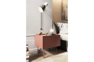 Κομοδίνο Dessin Κεραμιδί + Φυσικό 45x45x40cm με συρτάρι - BOG4578