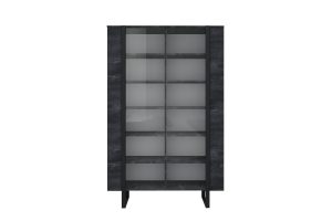 Βιτρίνα Vera Ανθρακί + Μαύρα Πόδια 120x187x45cm με τζάμι - BOG4589