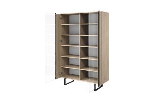 Βιτρίνα Vera Φυσικό Δρυς + Μαύρα Πόδια 120x187x45cm με τζάμι - BOG4589