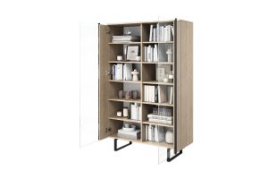 Βιτρίνα Vera Φυσικό Δρυς + Μαύρα Πόδια 120x187x45cm με τζάμι - BOG4589