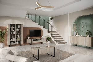 Βιτρίνα Vera Φυσικό Δρυς + Μαύρα Πόδια 120x187x45cm με τζάμι - BOG4589