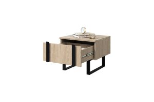 Σετ 2 Κομοδίνα Vera 50x40x45cm Δρυς Oak + Μαύρες Λαβές - BOG4589