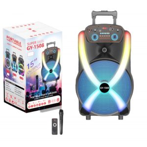 ΦΟΡΗΤΟ ΗΧΕΙΟ SUBWOOFER 15'' ΜΕ ΣΥΣΤΗΜΑ ΚΑΡΑΟΚΕ GY-1508