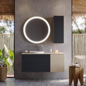 ΣΕΤ ΚΑΘΡΕΦΤΗΣ LED VIEN ΣΤΡΟΓΓΥΛΟΣ Φ80 & ΝΤΟΥΛΑΠΙ ΤΟΙΧΟΥ 30cm ANTHR./BEIGE MAT 3SMVIE120ABM