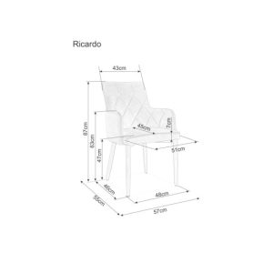 Σετ 4 τεμαχίων καρέκλα Ricardo Γκρι ύφασμα 88x50x48cm