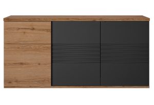 Otello μπουφές με 3 πόρτες και 1 συρτάρι 180x47x87εκ.  Helvezia Oak / Μαύρο