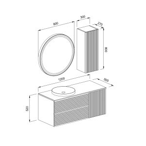 ΣΕΤ ΚΑΘΡΕΦΤΗΣ LED VIEN ΣΤΡΟΓΓΥΛΟΣ Φ80 & ΝΤΟΥΛΑΠΙ ΤΟΙΧΟΥ 30cm ANTHR./BEIGE MAT 3SMVIE120ABM